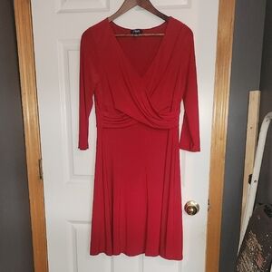 Chaps Vibrant Red Long Sleeve Dress